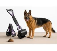SuperGift.com Pet Waste Picker - Foldable Dog Poop Scooper For Grass With A Long Handle, Portable Pet Pooper Scooper For Dogs And Cats (Purple)