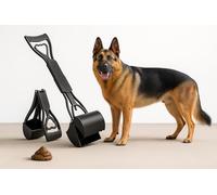 SuperGift.com Pet Waste Picker - Foldable Pet Waste Picker with Long Handle - Portable Dog Poop Scooper for Grass, Ideal for Dogs and Cats (Black)