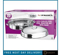 SuperGift.com Prima 32Cm Stainless Steel Oval Roaster Set