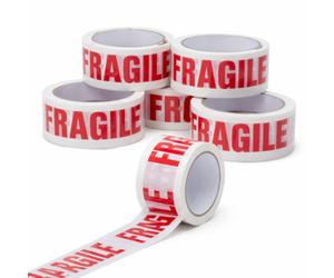 SuperGift.com Prima 6 Roll Fragile Packing Tape 48mm X 50M