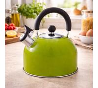 SuperGift.com Prima Stainless Steel Whistling Kettle In Green Camping 2.5L