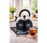 SuperGift.com Prima Stainless Steel Whistling Kettle In Metallic Black 2.5L