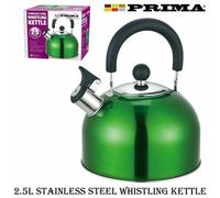 SuperGift.com Prima Stainless Whisting Kettle In Metallic Green 2.5L