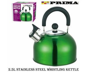 SuperGift.com Prima Stainless Whisting Kettle In Metallic Green 2.5L