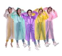 SuperGift.com Raincoat Waterproof Adult Ladies Mens, Ideal for Festival, Camping, Hiking, Rain Coat with Hoods and Sleeves (Standard, Clear)