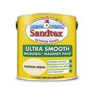 SuperGift.com Sandtex Microseal Smooth Masonry Paint Cornish Cream 2.5L Weatherproof Exterior Masonry Paint