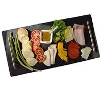 SuperGift.com Slate Serving Tray/Platter with Handles for Kitchen Buffet Food Serving (Small Tray)