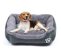 SuperGift.com Soft & Fluffy Pet Bed - Anti-Anxiety Washable Bed for Dogs and Cats - Non-Slip Base - Dog & Cat Bed - Warm and Cosy - Grey (Medium)