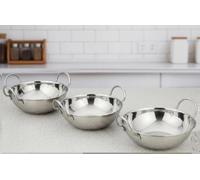 SuperGift.com Stainless Steel Balti Bowl, 18cm Serving Dish for Curries, Rice and Accompaniments, Sturdy Metal Bowl (3)
