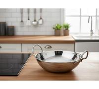 SuperGift.com Stainless Steel Balti Bowl, 18cm Serving Dish for Curries, Rice and Accompaniments, Sturdy Metal Bowl (1)