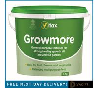 SuperGift.com Vitax Growmore Multi-Purpose Plant Feed Tub 5Kg General Purpose Fertiliser For Flowers, Vegetables, Fruit, Shrubs, Healthy Growth