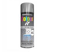 SuperGift.com White Primer All Purpose Aerosol Spray Paint 250ml Quick Drying Spray, Fast Dry and Excellent Coverage for Metal, Wood, Plastic and More by Diva Gift