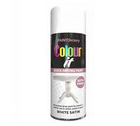 SuperGift.com White Satin All Purpose Aerosol Spray Paint 250ml Quick Drying Spray, Fast Dry and Excellent Coverage for Metal, Wood, Plastic and More by Diva Gift