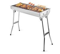 SuperGift Essential - Stainless Steel BBQ Grill with Stand Charcoal Barbecue Folding and Portable Outdoor Garden And Park Use