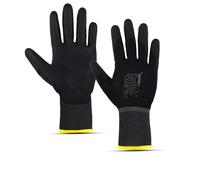 SUPERGUARD GB Work Gloves - PU-Coated Nitrile Nylon Gloves for Rail, Agriculture, Mechanics, Industry & General Duty Work - Protective Hand Gloves with Secure Grip - Size Medium (Pack of 12 Pair)