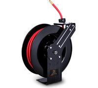 Superhandy Air Hose Reel Retractable 3/8" X 50Ft Heavy Duty Steel Construction With 1/4" Bspt Connections