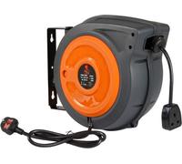 Superhandy Cord Reel Retractable Extension Extra Long 15M (50Ft) X 3G2.5mm² H05Vv-F 3200W Max Industrial Polypropylene Sku:geur008