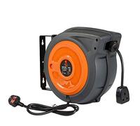 SuperHandy Cord Reel Retractable Extension Extra Long 15m (50ft) x 3G2.5mm² H05VV-F 3200W Max Industrial Polypropylene Ultra Heavy Duty Commercial Premium Grade Cable (UK Plug& Socket)
