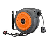 SuperHandy Cord Reel Retractable Extension Extra Long 20m (65ft) x 3G2.5mm² H05VV-F 3200W Max Industrial Polypropylene Ultra Heavy Duty Commercial Premium Grade Cable Reel (UK Plug& Socket)