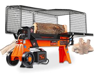 SuperHandy Log Splitter Electric Portable 6 Ton Ram System 9.6A 2200Watt Motor Horizontal Full Beam with Steel Wedge for Fire Wood Splitting Forestry