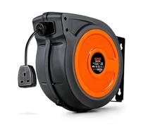 SuperHandy Retractable Extension Cable Reel, 15m x 3G1.5mm² | H05VV-F UK Plug Industrial Polypropylene Ultra Heavy Duty Commercial Premium Grade Cable Reel
