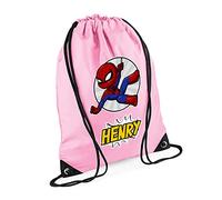 Superhero Bag, Personalised Backpack, Gift For Kids, Boy, Cartton Character Bag, Birthday, Christmas Drawstring Bag, PE Gym Kit Swimming, Sport Rucksack. (Classic Pink)