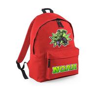 Superhero Bag, Personalised Backpack, Gift For Kids, Boy, Cartton Character Bag, Birthday Gift, Back To School, Fashion Backpack for Nursery, Bookbags, Rucksack Shoulder Bag. (Bright Red)