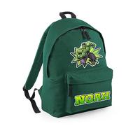 Superhero Bag, Personalised Backpack, Gift For Kids, Boy, Cartton Character Bag, Birthday Gift, Back To School, Fashion Backpack for Nursery, Bookbags, Rucksack Shoulder Bag. (Bottle Green)
