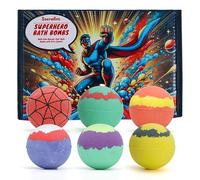 Superhero Bath Bomb Gift Set for Kids - Set of 6 Handmade Fizzies, Moisturising, Bubble Formula - Kids Bath Bombs - Bath Bombs for Boys - Perfect for Birthday, Christmas, Easter, Halloween
