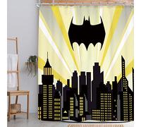 Superhero Batman Cityscape Shower Curtain Panel Night