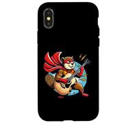 Superhero Beaver With Acoustic Guitar Rock Power Case for iPhone X/XS