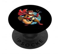Superhero Beaver With Acoustic Guitar Rock Power PopSockets Adhesive PopGrip