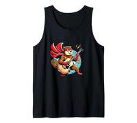 Superhero Beaver with Acoustic Guitar Rock Power Tank Top