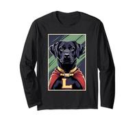 Superhero Black Lab Dog Long Sleeve T-Shirt