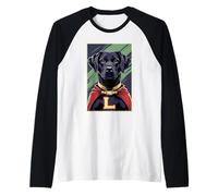 Superhero Black Lab Dog Raglan Baseball Tee