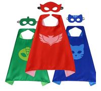 Superhero Cape and Mask Costume Set for Kids - Blue Cat, Green Lizard, and Red Owl Pack of 3