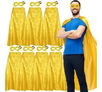 Superhero Capes and Masks for Adults Bulk-Men Women Super Hero Costume Halloween Dress Up Party Favors -7 Pack (Gold)