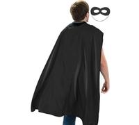 Superhero Capes and Masks Set for Adults - Cape & Mask Costume for Halloween, Team Building (110cm x 70cm) Cape with Felt Mask, Perfect for Cosplay, Christmas Parties, Role Play Event(Black)