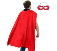 Superhero Capes and Masks Set for Adults - Cape & Mask Costume for Halloween, Team Building (110cm x 70cm) Cape with Felt Mask, Perfect for Cosplay, Christmas Parties, Role Play Event(Red)