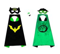 Superhero Capes Costume - Kids Hero Double Sided Cape & 2 Masks Included - Fancy Dress Up Birthday Party Cosplay for Girls & Boys