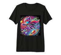 Superhero Cat Floats Through a Cosmic Adventure Premium T-Shirt