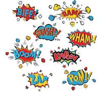 Superhero Comic Book Word Wall Stickers Biff Kapow Boom Smash Wham Text Decal Wall Art for Themed Room Decor