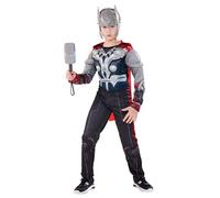 Superhero Costumes for Children, 4 Pieces, Muscle Costume, Thor Costume, Outfit, Halloween, Carnival, Party, Cosplay Props (S (110-120))