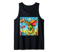 Superhero Dino in a Vivid Comic Adventure Tank Top