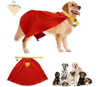 Superhero Dog Costume Cape Cosplay Set with Red Cape & Leather Collar, Pet Cosplay Set for Halloween & Parties, DC Superman Movie Krypto Pet Dog Costume (M)