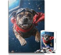 Superhero Dog in Flight 1000 Piece Teenager Puzzles Logical Fun Educational Activity Unique Gift with Warm Sentiment Size 50x75cm