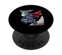 Superhero Donkey Riding Motorbike PopSockets Adhesive PopGrip