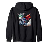 Superhero Donkey Riding Motorbike Zip Hoodie