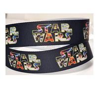 Superhero Grosgrain Ribbon 2M X 22MM for Cakes, Decoration Present Gift Wrap Birthday Bows Toppers Wreaths Cards Wrapping Craft Ribbon from a UK Specialised Seller (Star Wars Multicolour on Black)