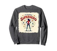 Superhero In Training Empowering Women Retro Comic Style Sweatshirt, Adult Unisex, Dark Heather Grey, S
